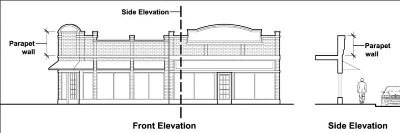 Parapet wall with elevation